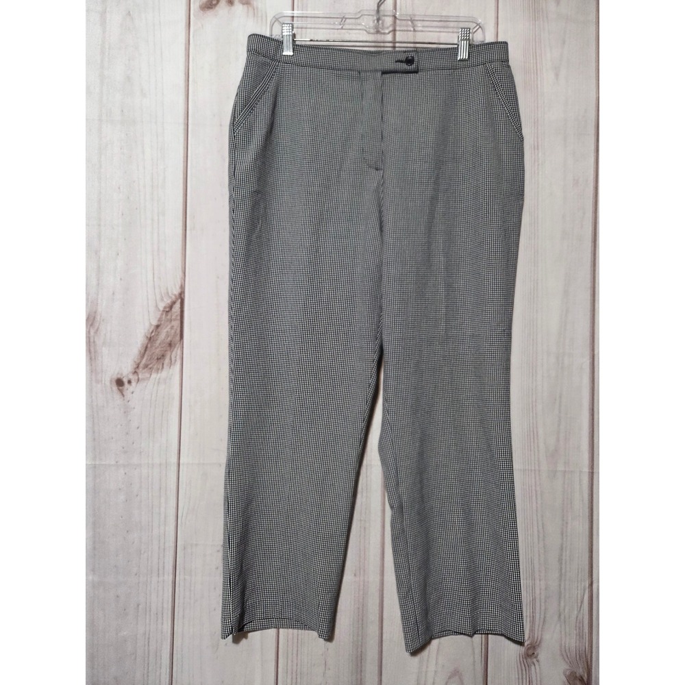 Investments Petites Black White Micro Check Dress Pants Womens 14PS Straight Leg